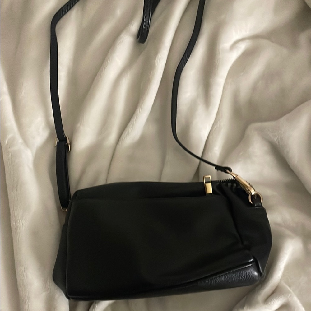 Fashion Poshers Black Crossbody Bag with Gold Accents